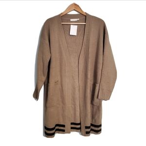 NWT Lush Brown Striped Oversized Cardigan Sweater